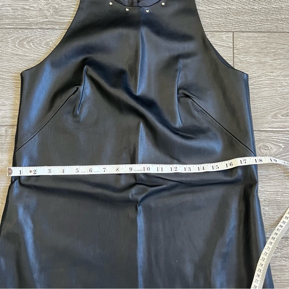 ZARA BASIC black faux leather shift dress with studs at the neckline Style 862 - Picture 11 of 16